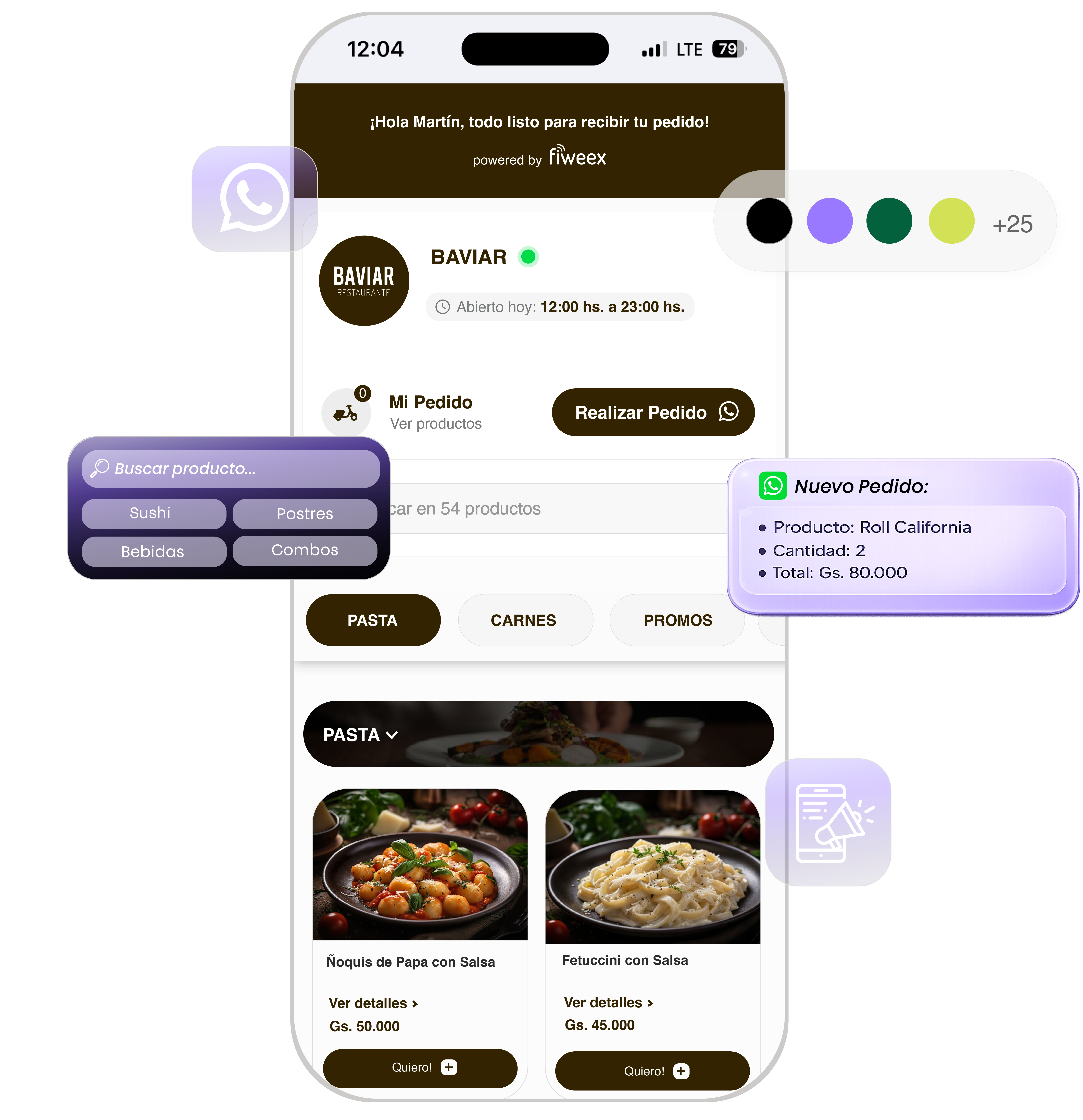 Catálogo digital para WhatsApp - Vista previa de la aplicación